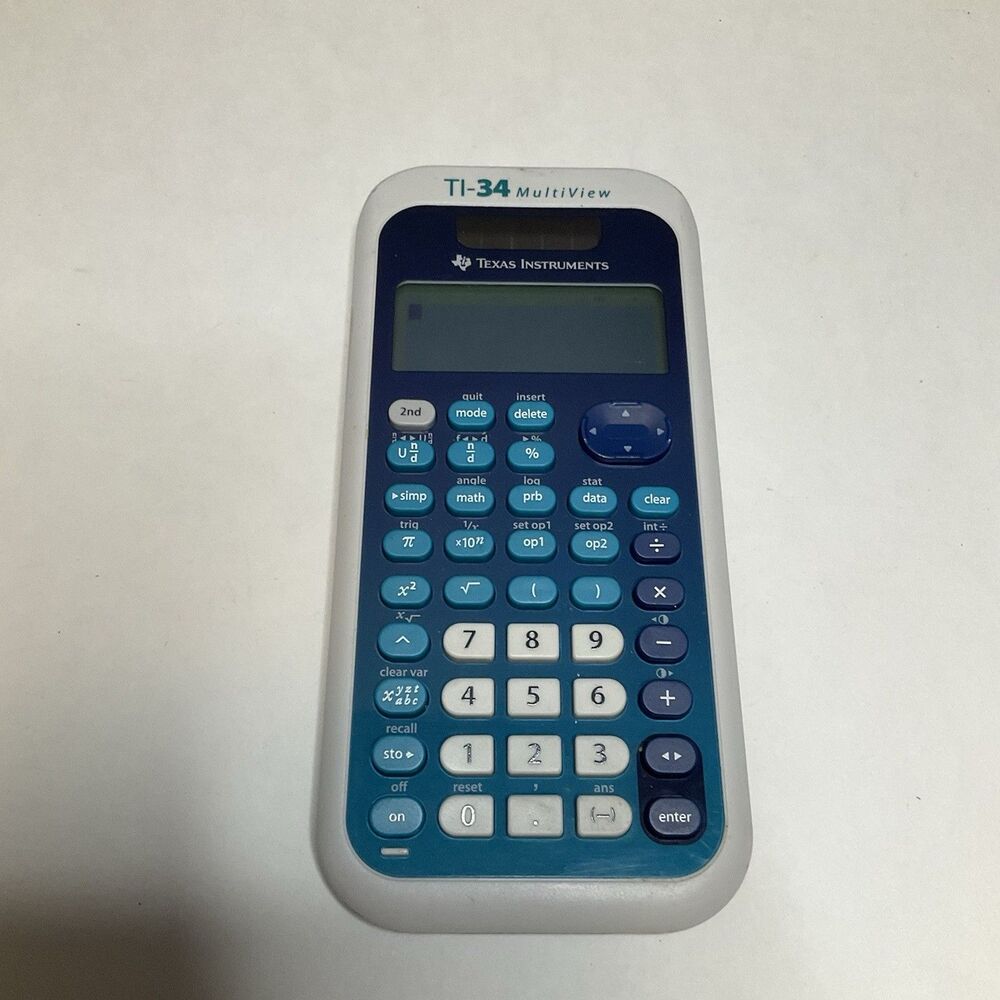 Texas Instruments TI-34 MultiView Scientific Calculator Blue White Tested Works